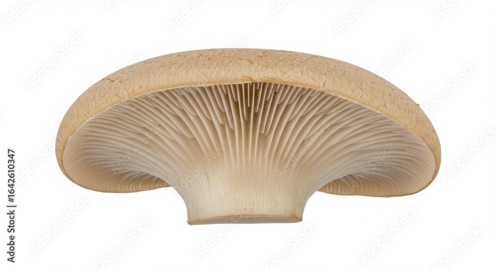 Fototapeta premium Ivory waxcap mushroom with glistening gills isolated on a white background showcasing its natural shape and texture for culinary or artistic use