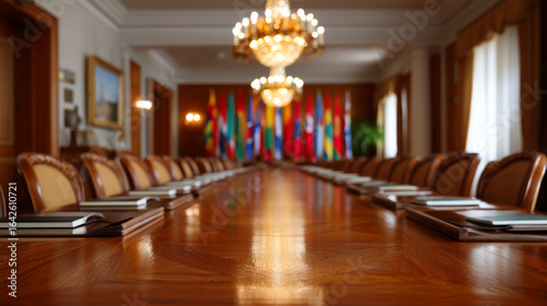 Diplomatic trade discussion. diplomatic trade discussion international meeting negotiation conference room Elegant diplomatic