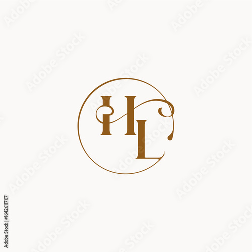 circle fows wedding logo monogram elegant style letter luxurius feeling with flow HL