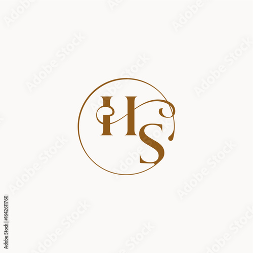 circle fows wedding logo monogram elegant style letter luxurius feeling with flow HS