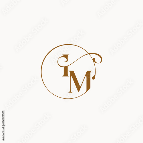 circle fows wedding logo monogram elegant style letter luxurius feeling with flow IM
