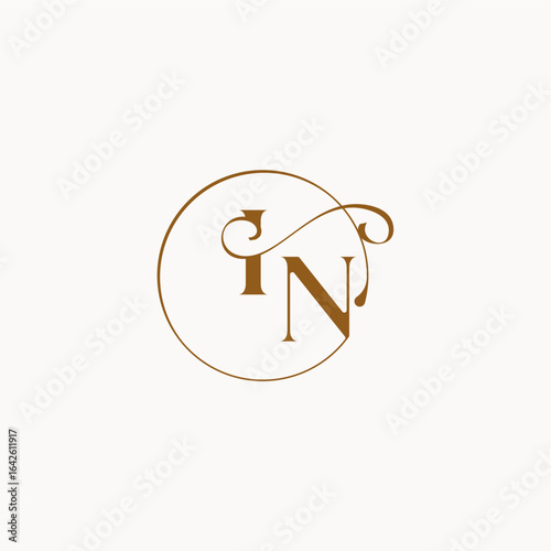 circle fows wedding logo monogram elegant style letter luxurius feeling with flow IN