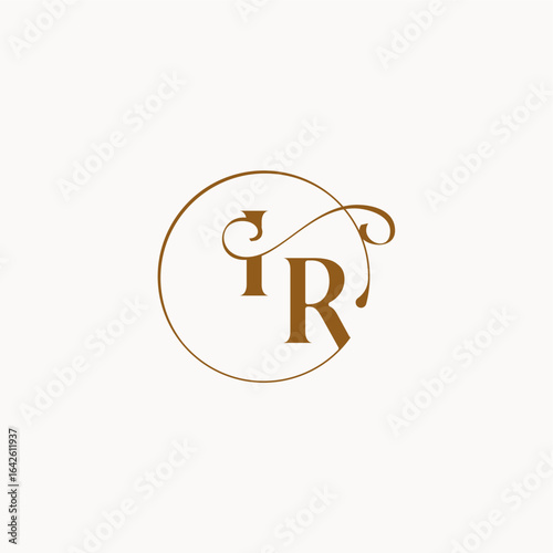 circle fows wedding logo monogram elegant style letter luxurius feeling with flow IR