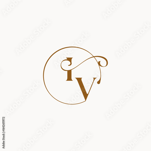 circle fows wedding logo monogram elegant style letter luxurius feeling with flow IV