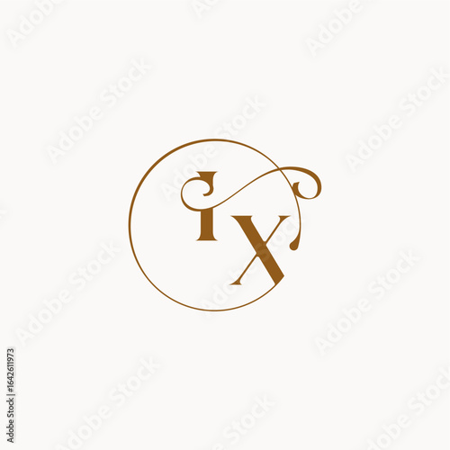 circle fows wedding logo monogram elegant style letter luxurius feeling with flow IX