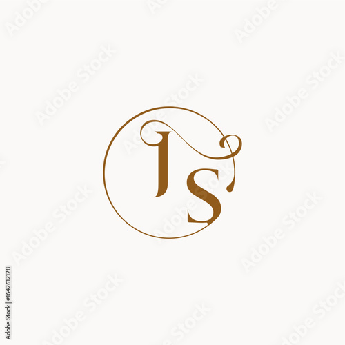 circle fows wedding logo monogram elegant style letter luxurius feeling with flow JS