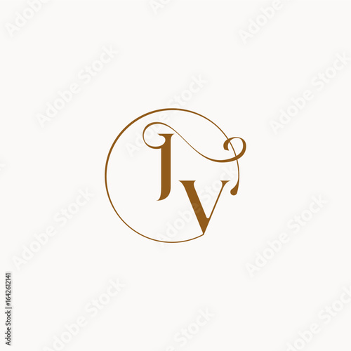 circle fows wedding logo monogram elegant style letter luxurius feeling with flow JV