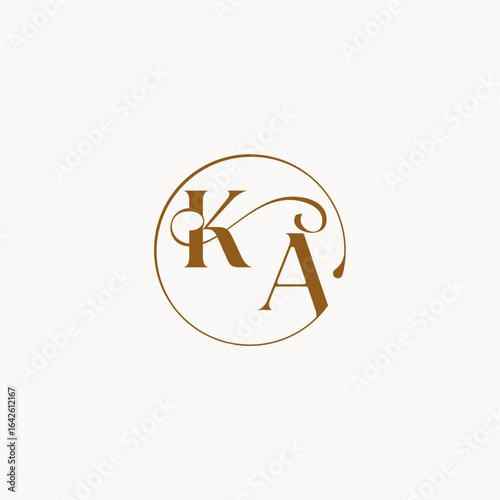 circle fows wedding logo monogram elegant style letter luxurius feeling with flow KA