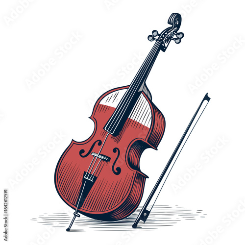 Gorgeous Create Bold Stroke Double Bass with Bow High-End Commercial Asset Contemporary Modern Flair Suitable for Corporate Communications Social Media Ready Visual Content Creative Asset