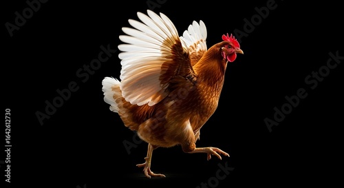 Wallpaper Mural A brown chicken with wings spread against a black background Torontodigital.ca