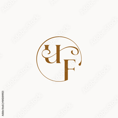 luxurius feeling with flow UF monogram elegant style letter circle fows wedding logo