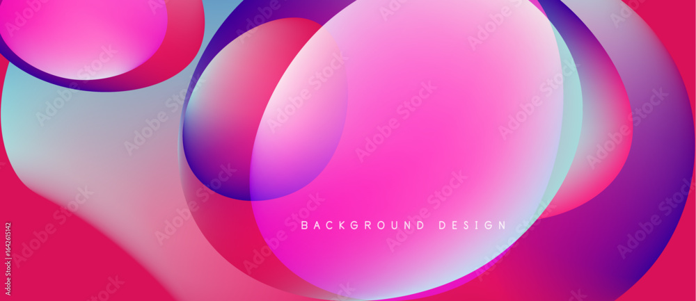 Obraz premium Abstract fluid shapes overlap, creating vibrant pink, blue gradients. Modern design suggests energy, movement, dynamic composition.