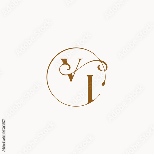 luxurius feeling with flow VI monogram elegant style letter circle fows wedding logo