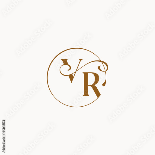 luxurius feeling with flow VR monogram elegant style letter circle fows wedding logo