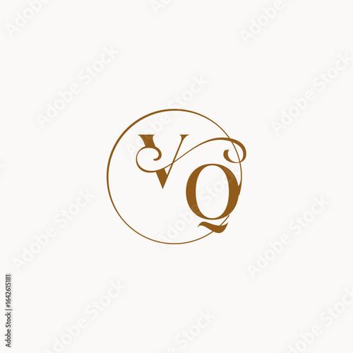 luxurius feeling with flow VQ monogram elegant style letter circle fows wedding logo