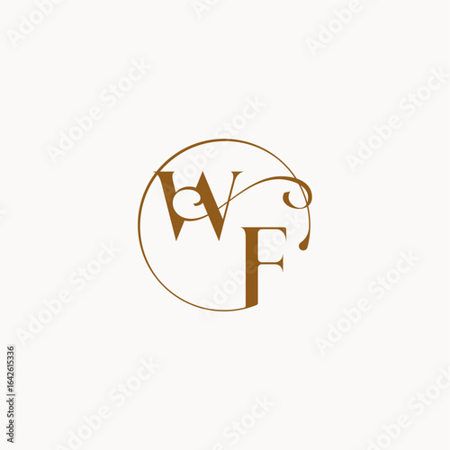 luxurius feeling with flow WF monogram elegant style letter circle fows wedding logo