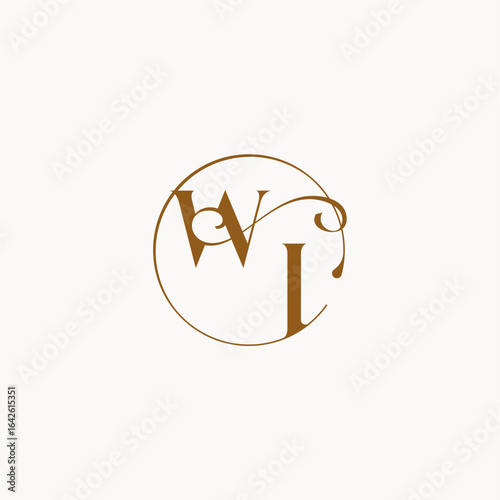 luxurius feeling with flow WI monogram elegant style letter circle fows wedding logo