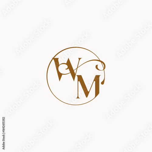 luxurius feeling with flow WM monogram elegant style letter circle fows wedding logo