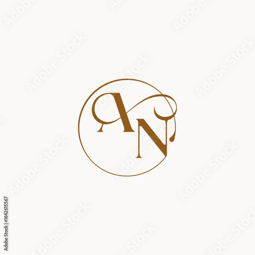 monogram elegant style luxurius feeling with flow AN circle fows wedding logo letter