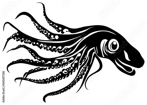 Cuttlefish seafood silhouette element