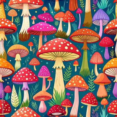 Colorful mushroom pattern