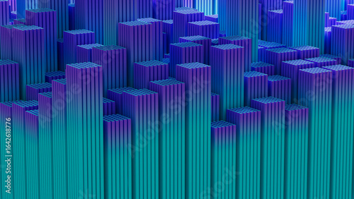 Colorful abstract cityscape with geometric shapes