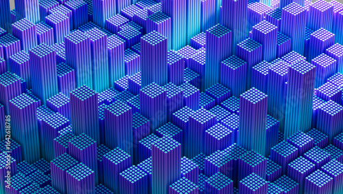 Colorful abstract cityscape with geometric shapes