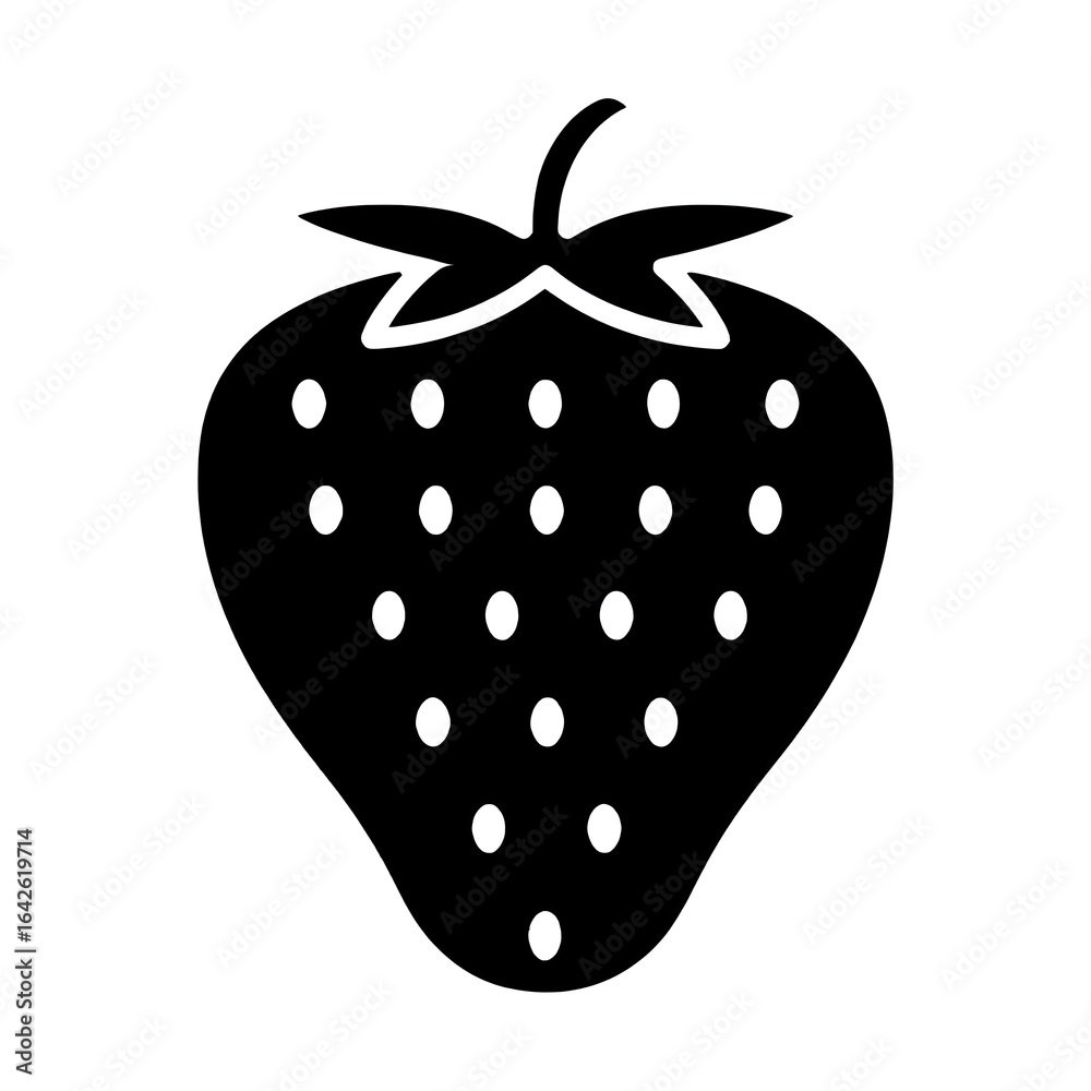 Fototapeta premium Black strawberry silhouette icon