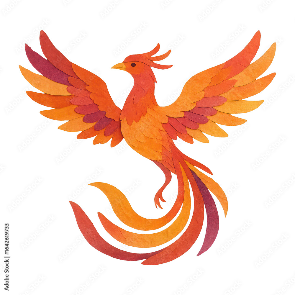 Fototapeta premium PNG Vibrant mythical phoenix illustration.