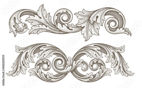 Vintage Baroque Victorian frame border flower pattern vector floral engraved scroll ornament leaf retro decorative design tattoo black and white filigree calligraphic heraldic shield swirl
