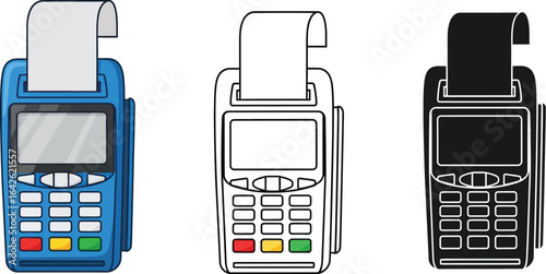 Pos terminal vector art payment machine graphic illustrations