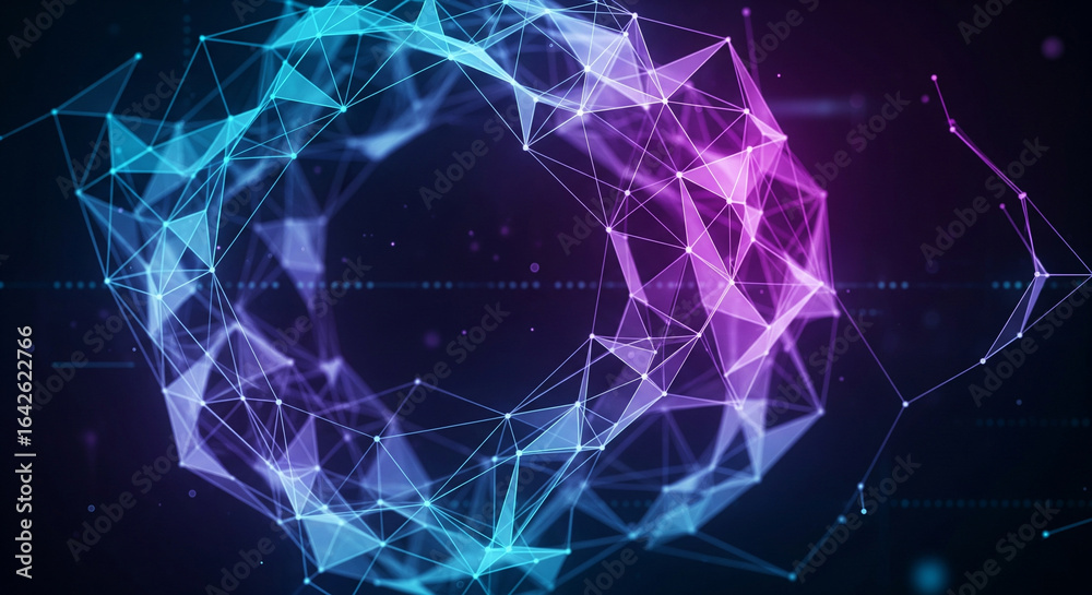 Naklejka premium Abstract technology communication background with glowing lines, connecting dots, and futuristic network patterns in modern vector style.