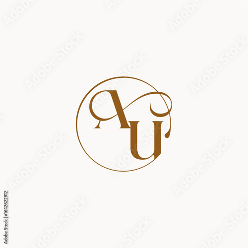 monogram elegant style luxurius feeling with flow AU circle fows wedding logo letter