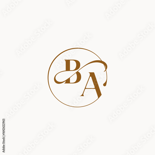monogram elegant style luxurius feeling with flow BA circle fows wedding logo letter