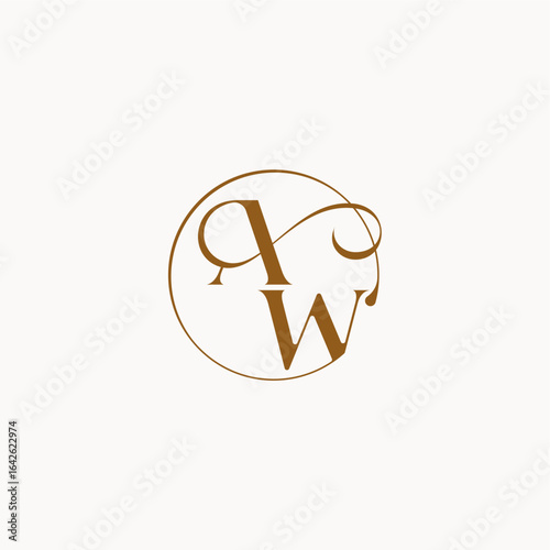 monogram elegant style luxurius feeling with flow AW circle fows wedding logo letter
