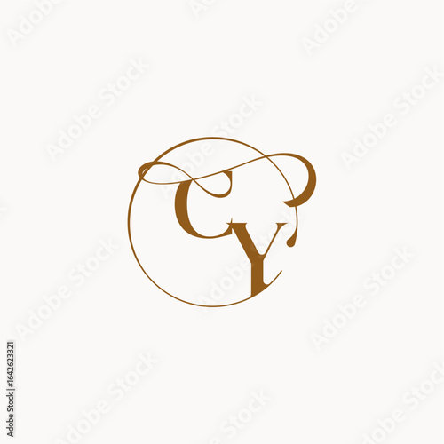 monogram elegant style luxurius feeling with flow CY circle fows wedding logo letter