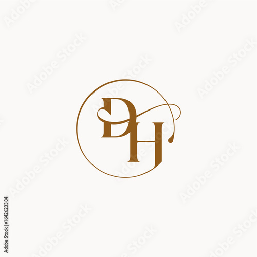 monogram elegant style luxurius feeling with flow DH circle fows wedding logo letter