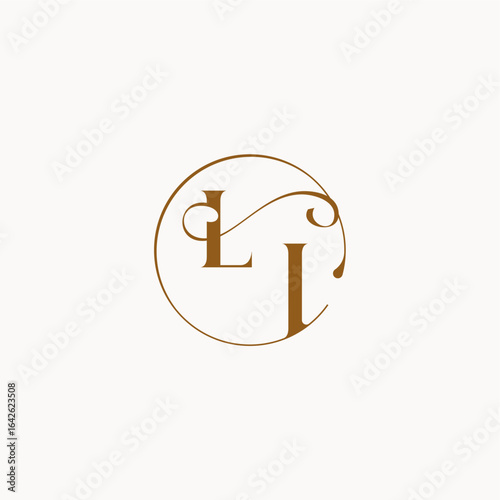 monogram elegant style luxurius feeling with flow LI circle fows wedding logo letter