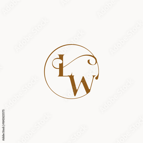 monogram elegant style luxurius feeling with flow LW circle fows wedding logo letter