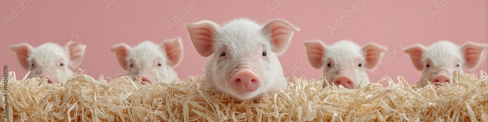 Fototapeta premium Authentic County Fair Day Day Piglet Race Premium Summer Rural Entertainment for Family-Friendly Holiday Marketing Campaigns and State Fair Advertising
