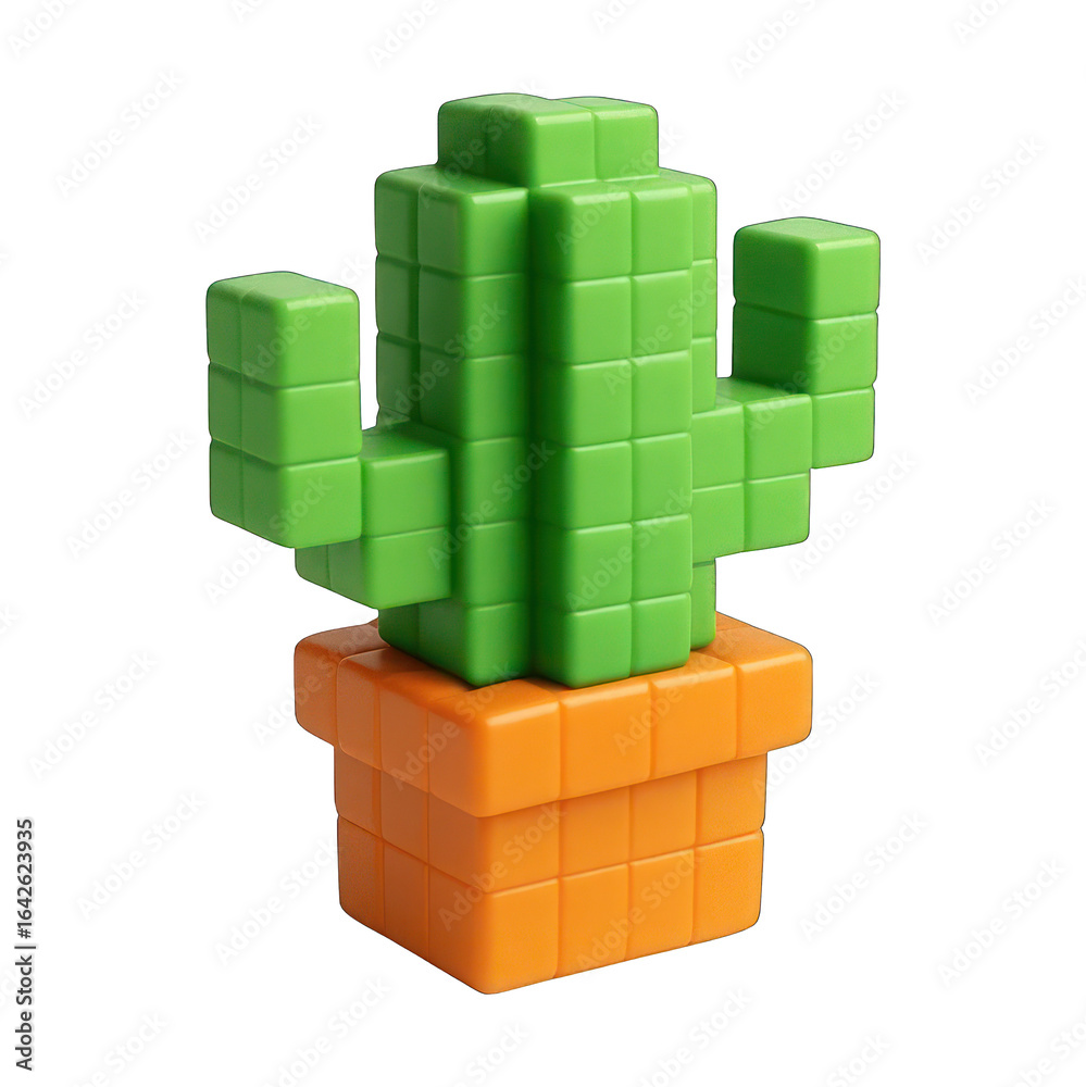 Naklejka premium PNG Pixelated cactus in pot