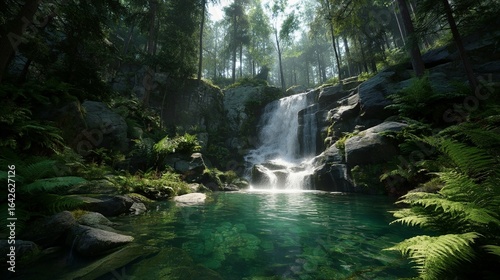 Breathtaking Waterfall in Lush Forest/豊かな森の息をのむ滝5