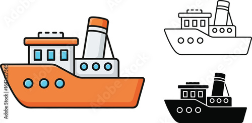 Cartoon boat vector illustration ship vessel transportation