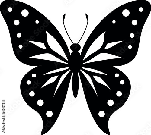 Butterfly detailed wings and spots design silhouette vector
