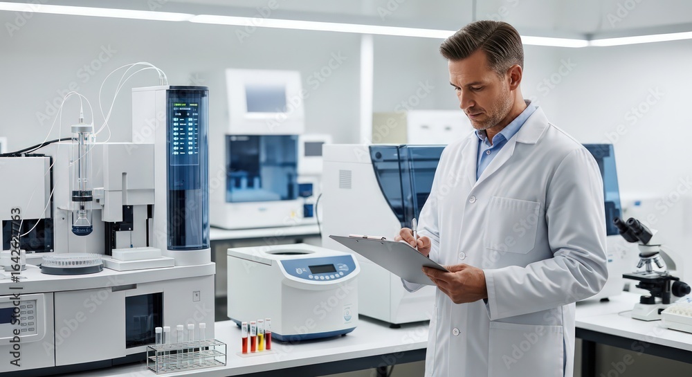 Scientist in Laboratory Analyzing Data, Scientific Research Scientist in Laboratory Analyzing Data, Scientific Research