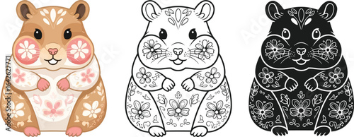 Cute hamster coloring page vector illustration design