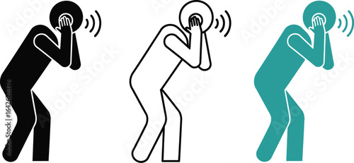 Hearing loss concept with ear pain and ringing in the ears