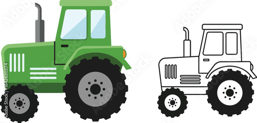Vector illustration of green tractor farming vehicle icon