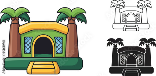Inflatable bounce house vector illustration for kids party