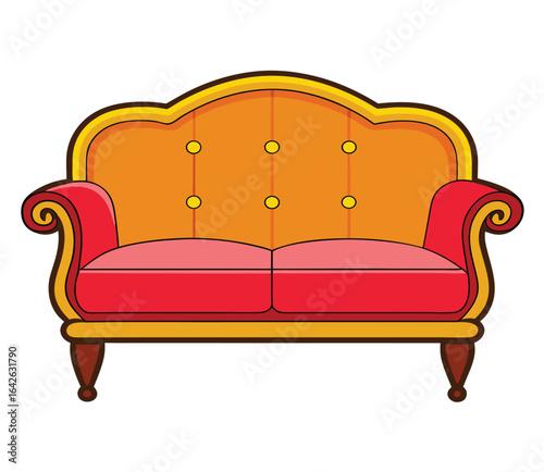 Modern settee furniture illustration with clean lines